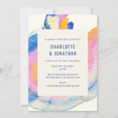 Artsy Abstract Blue en Yellow Waterverf Wedding Kaart (Voorkant)