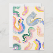 Artsy Abstract Blue en Yellow Waterverf Wedding Kaart (Achterkant)