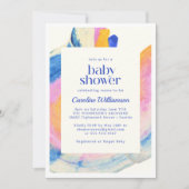Artsy Abstract Blue Waterverf Cute Baby shower Kaart (Voorkant)