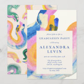 Artsy Abstract Blue Waterverf Graduation Party in Kaart (Voorkant / Achterkant)