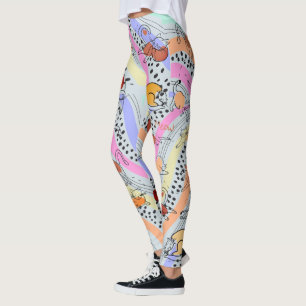Artsy Abstract Dame met Katten Leggings