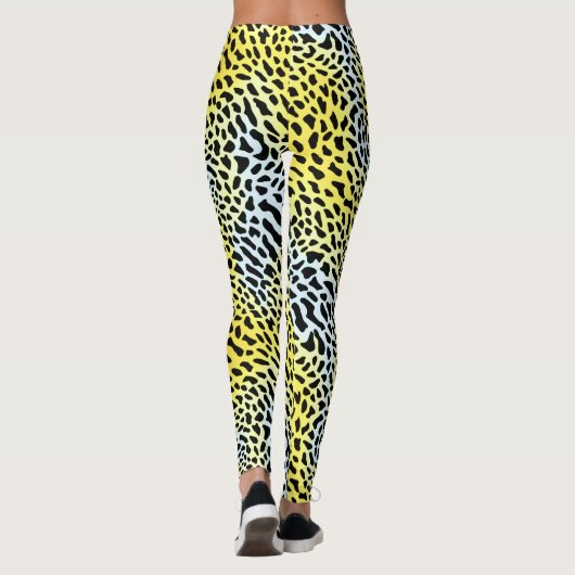 Artsy Abstract geel verloop luipaard patroon Leggings (Achterkant)