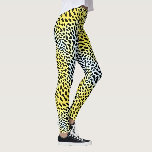 Artsy Abstract geel verloop luipaard patroon Leggings (Rechts)