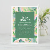 Artsy Abstract Green Waterverf Cute Baby shower Kaart (Staand voorkant)