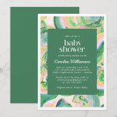 Artsy Abstract Green Waterverf Cute Baby shower Kaart (Voorkant / Achterkant)