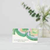 Artsy Abstract Green Waterverf Marble Name Visitekaartje (Staand voorkant)