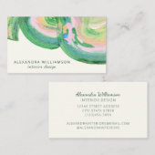Artsy Abstract Green Waterverf Marble Name Visitekaartje (Voorkant / Achterkant)
