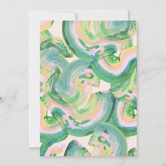 Artsy Abstract Groene Waterverf Bat Bar Mitzvah Kaart (Achterkant)