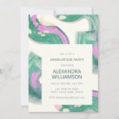 Artsy Abstract Groene Waterverf Graduation Party Kaart (Voorkant)