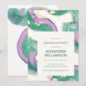 Artsy Abstract Groene Waterverf Graduation Party Kaart (Voorkant / Achterkant)