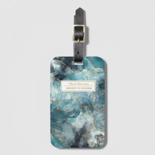 Artsy Abstract Ink Goud Glitter Naam en Onderwerp Bagagelabel