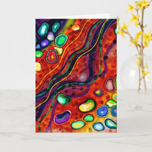 Artsy Abstract Kleurrijke Verjaardag  Kaart (Gele Bloem)