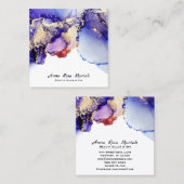 *~* Artsy Abstract Lavender Gold Gilded Blue Bold Vierkante Visitekaartje (Voorkant / Achterkant)