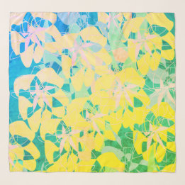 Artsy Abstract Lime Green Yellow Chiffon Scarf Sjaal
