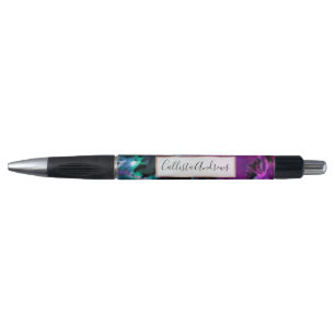 Artsy Abstract Modern Black Paars Tie Dye Pen