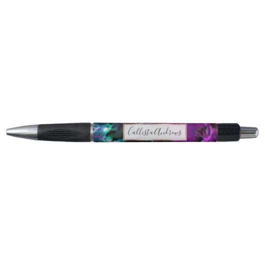 Artsy Abstract Modern Black Paars Tie Dye Pen (Voorkant)