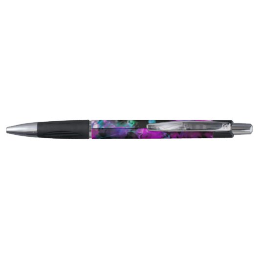Artsy Abstract Modern Black Paars Tie Dye Pen (Achterkant)