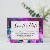 Artsy Abstract Modern Black Paars Tie Dye Save The Date (Staand voorkant)