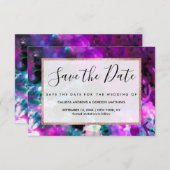 Artsy Abstract Modern Black Paars Tie Dye Save The Date (Voorkant / Achterkant)