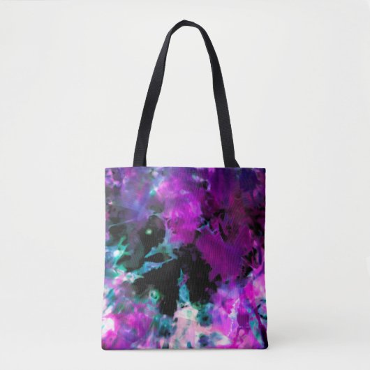 Artsy Abstract Modern Black Paars Tie Dye Tote Bag (Voorkant)