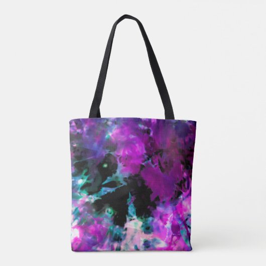 Artsy Abstract Modern Black Paars Tie Dye Tote Bag (Achterkant)