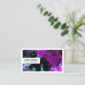 Artsy Abstract Modern Black Paars Tie Dye Visitekaartje (Staand voorkant)