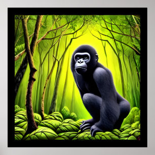 Artsy Abstract Oerwoud Gorilla Poster