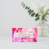 Artsy Abstract Summer Neon Pink Paarse Tie Dye Visitekaartje (Staand voorkant)