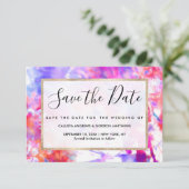 Artsy Abstract Summer Pink Paars Oranje Tie Dye Save The Date (Staand voorkant)