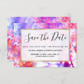 Artsy Abstract Summer Pink Paars Oranje Tie Dye Save The Date (Voorkant / Achterkant)