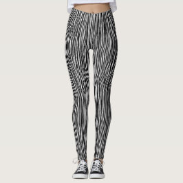 Artsy Abstract Zwart-Wit Strepenpatroon  Leggings