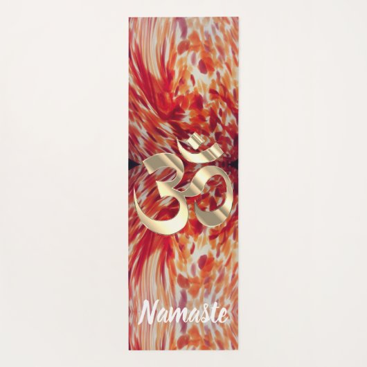 Artsy abstracte amberkleurige verfstreken OM-symbo Yogamat (Achterkant)
