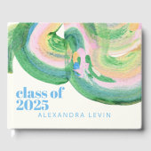 Artsy Abstracte Groene Waterverf Afstuderen 2024 Gastenboek (Voorkant)