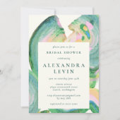 Artsy Abstracte Groene Waterverf Bridal Partij Kaart (Voorkant)