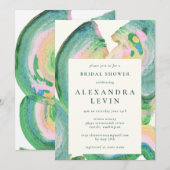 Artsy Abstracte Groene Waterverf Bridal Partij Kaart (Voorkant / Achterkant)