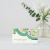 Artsy Abstracte Groene Waterverf Marmer QR Code Visitekaartje (Staand voorkant)
