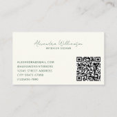 Artsy Abstracte Groene Waterverf Marmer QR Code Visitekaartje (Achterkant)