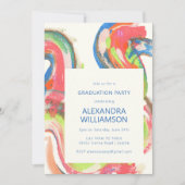 Artsy Abstracte Moderne Waterverf Graduation Party Kaart (Voorkant)