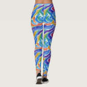 Artsy Abstracte Regenboog Waterverf Stripes Paint Leggings (Achterkant)