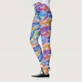 Artsy Abstracte Regenboog Waterverf Stripes Paint Leggings (Links)