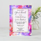 Artsy Abstracte Zomer Roze Paars Oranje Tie Dye Kaart (Staand voorkant)