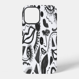 Artsy Abstractie: Gezichten, Lippen, Geometrische iPhone 12 Hoesje