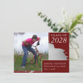 Artsy Afstuderen | Donkere Red Silver Smudge 2 Fot Aankondiging (Staand voorkant)