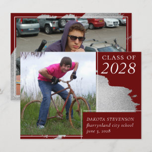 Artsy Afstuderen   Donkere Red Silver Smudge 2 Fot Aankondiging