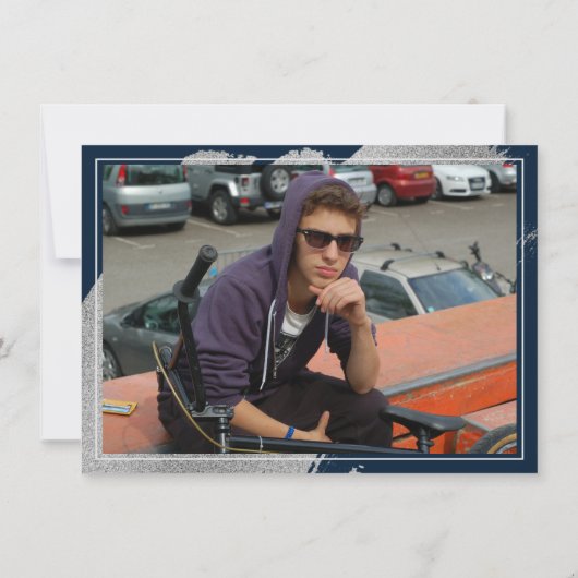 Artsy Afstuderen | Navy Blue Silver Splash 2 Aankondiging (Achterkant)