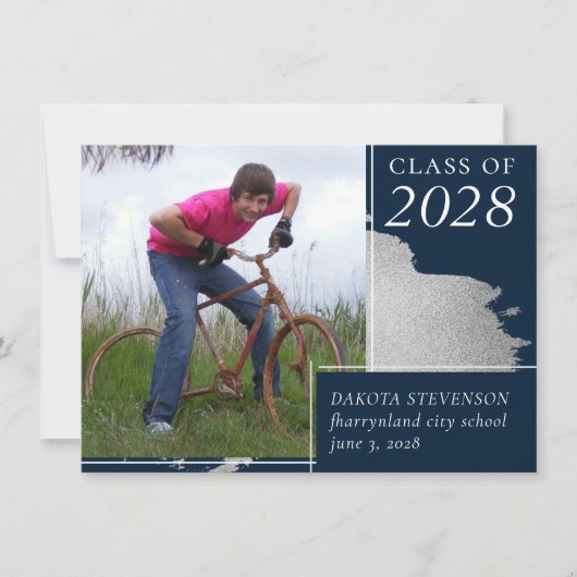 Artsy Afstuderen | Navy Blue Silver Splash 2 Aankondiging (Voorkant)