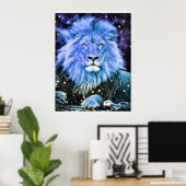 *~* Artsy AP23 Artistic Celestial Blue LION Poster (Thuiskantoor)