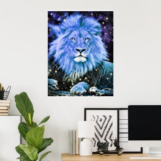 *~* Artsy AP23 Artistic Celestial Blue LION Poster (Thuiskantoor)