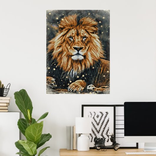 *~* Artsy AP23 Artistic Celestial BOLD LION Postc Poster (Thuiskantoor)