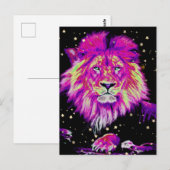 *~* Artsy AP23 Artistic Celestial BOLD PINK LION Briefkaart (Voorkant / Achterkant)